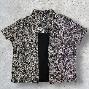 Notations Top With Attached Camisole Woman's Size 3XL Black White Geometric